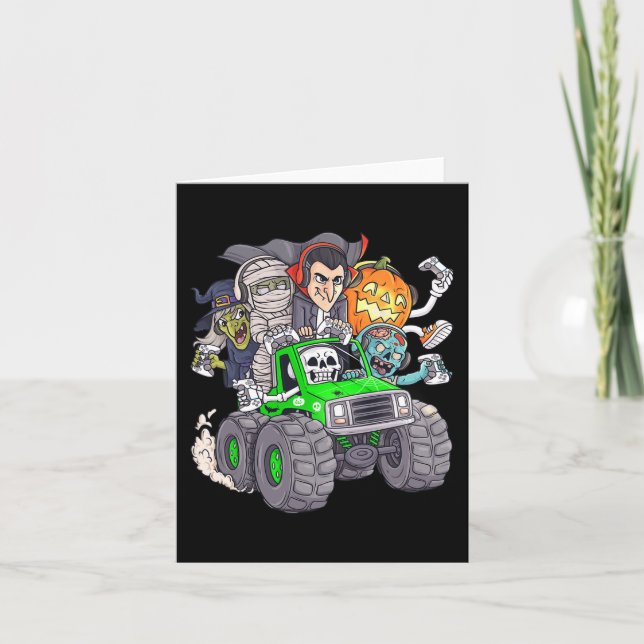 Halloween Gamer Skeleton Zombie Monster Lastbil Bo Kort (Framsida)
