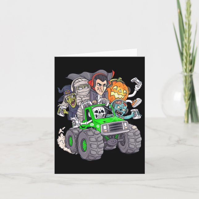 Halloween Gamer Skeleton Zombie Monster Lastbil Bo Kort (Framsida)