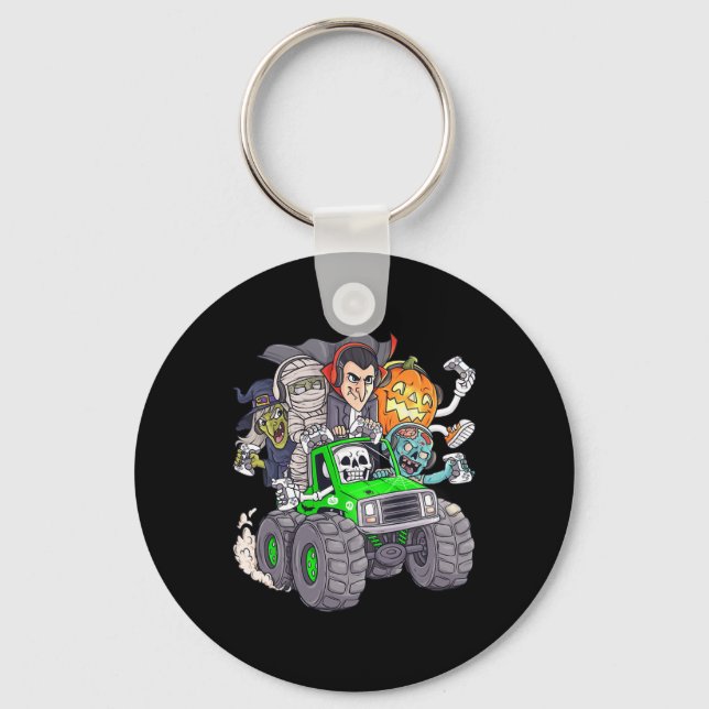 Halloween Gamer Skeleton Zombie Monster Lastbil Bo Nyckelring (Framsida)