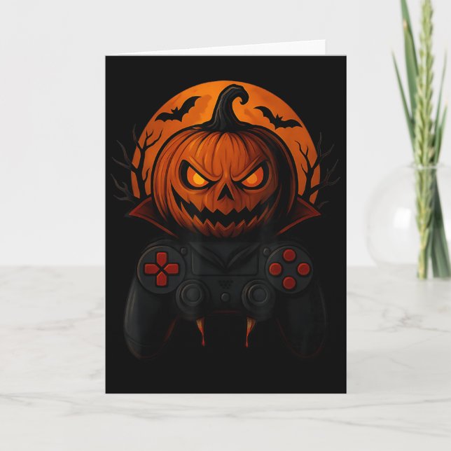 Halloween Gaming Controller Soky Pumpkin Gamer Boy Kort (Framsida)