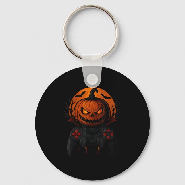 Halloween Gaming Controller Soky Pumpkin Gamer Boy Nyckelring (Framsida)