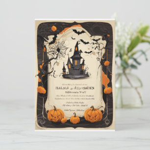 Halloween gammalt modernt inbjudningskort