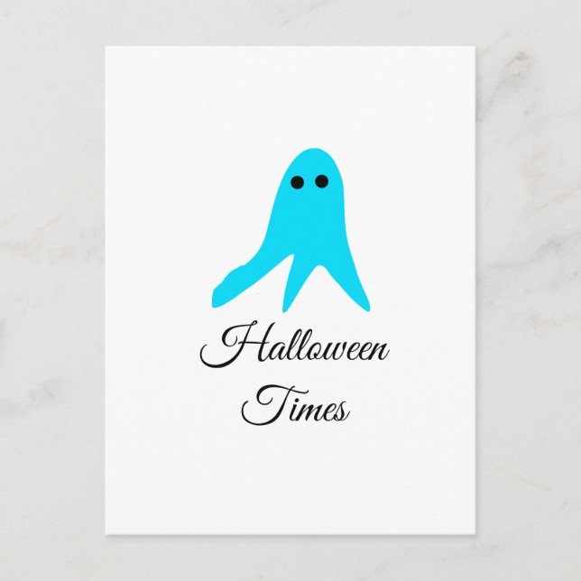 Halloween gånger blå spök skissartad handritad fal vykort (Framsida)