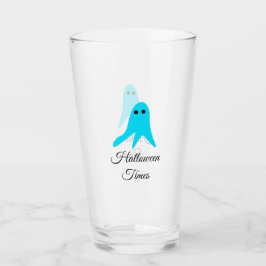 Halloween gånger blå spökklocka, handdragen fil glaskopp