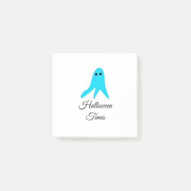 Halloween gånger blå spökklocka, handdragen fil post-it block (Framsida)