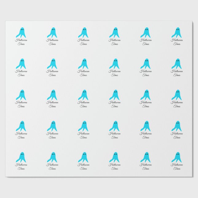 Halloween gånger blå spökklocka, handdragen fil presentpapper (Platt)