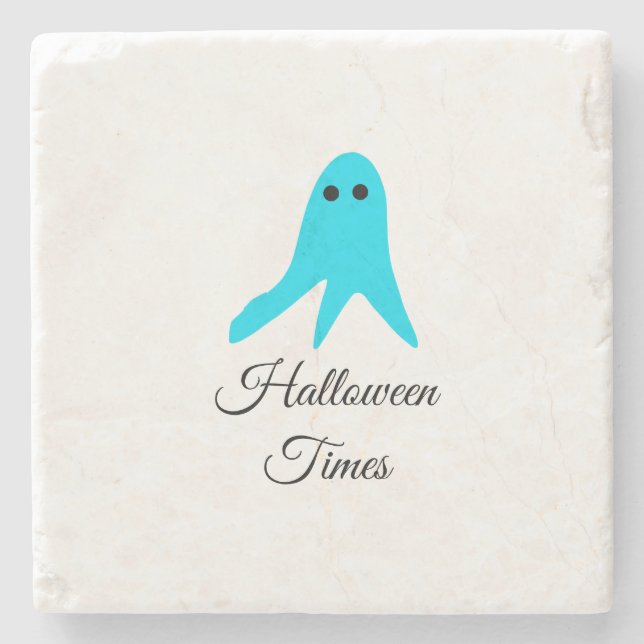 Halloween gånger blå spökklocka, handdragen fil stenunderlägg (Framsidan)