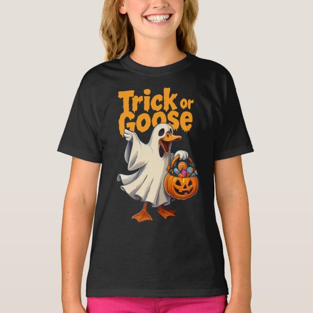 Halloween-gås bus eller present t shirt (Framsida)