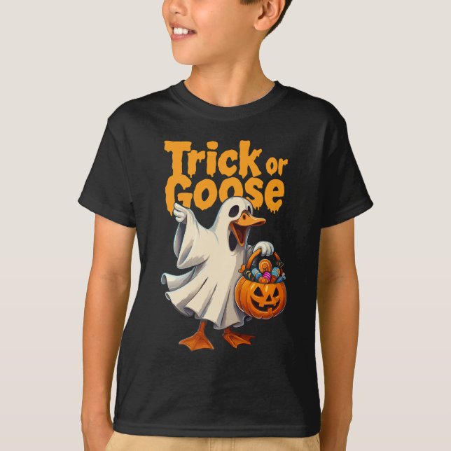 Halloween-gås bus eller present t shirt (Framsida)