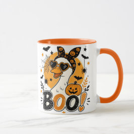 Halloween-Gås med Hjärtformade Solglasögon Mugg -