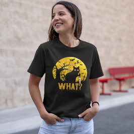 Halloween Gato Negro What? T Shirt