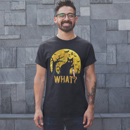 Halloween Gato Negro What? T Shirt
