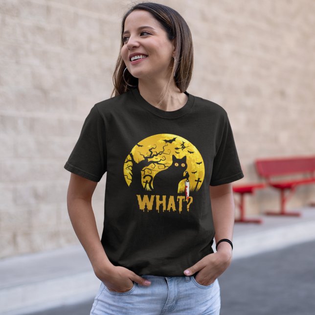 Halloween Gato Negro What? T Shirt (Skapare uppladdad)