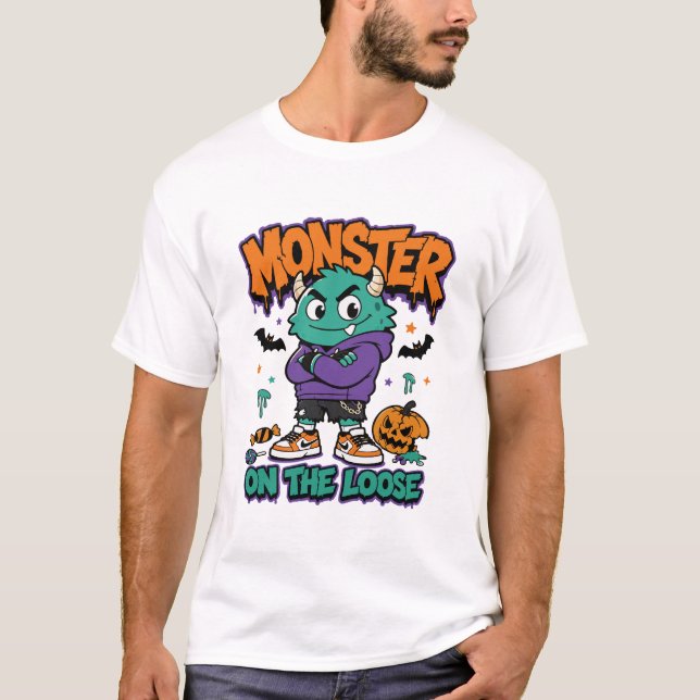 Halloween-gatuvarelse Monster I Loppet T Shirt (Framsida)