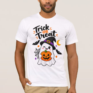 Halloween-gåva eller bus-ghost-pumpa-häxa-hatt t shirt