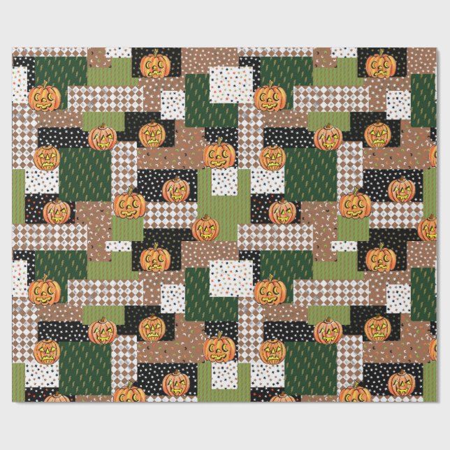 Halloween-gåva som omsluter pappert lappverk presentpapper (Platt)