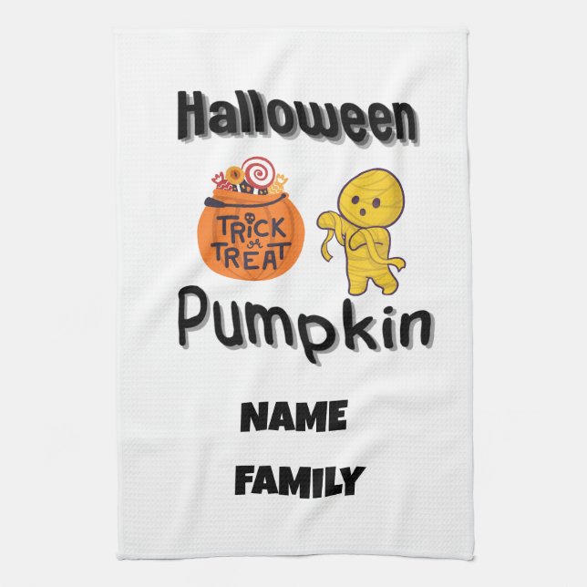 Halloween-gåvor till köksfamilj av personlig kökshandduk (Vertikal)