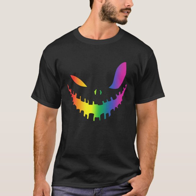 Halloween Gay Lesbians Pride Pumpkin LGBT Pride T Shirt (Framsida)