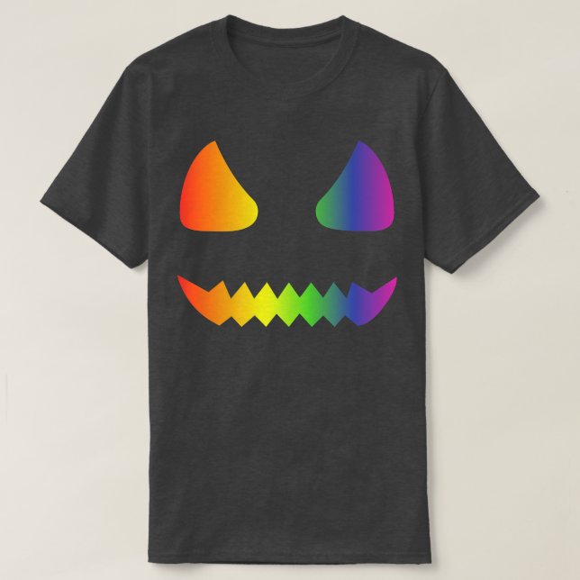 Halloween Gay Lesbisks Pride Pumpkin Ansikte LGBTQ T Shirt (Design framsida)