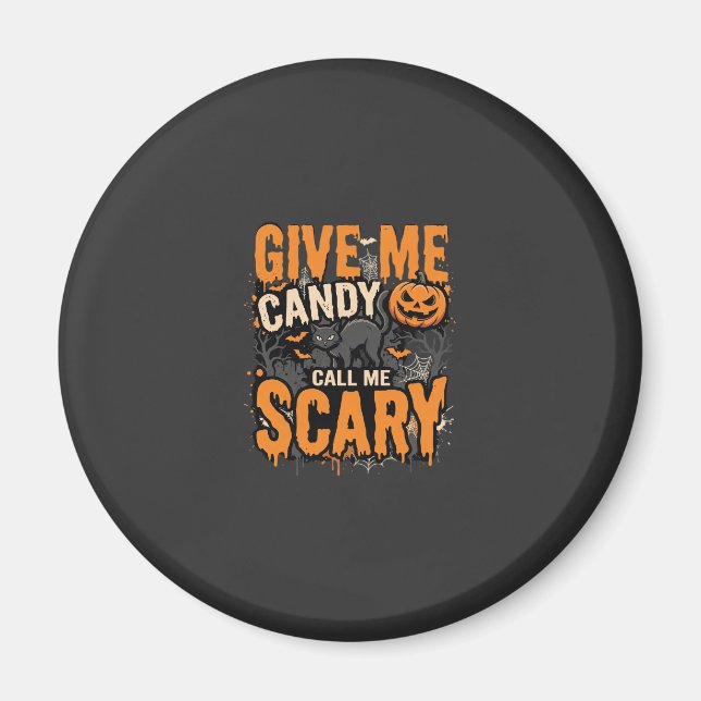 Halloween Ge Mig Godis Skräckig Katt Magnet (Framsidan)