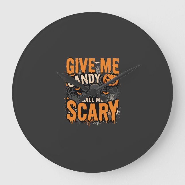 Halloween Ge Mig Godis Skräckig Katt Stor Klocka (Framsida)
