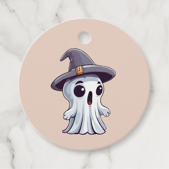 Halloween: Geist mit Hut -  Gåvor Etiketter (Framsida)