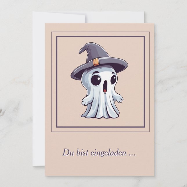 Halloween: Geist mit Hut - Inbjudningar (Framsida)