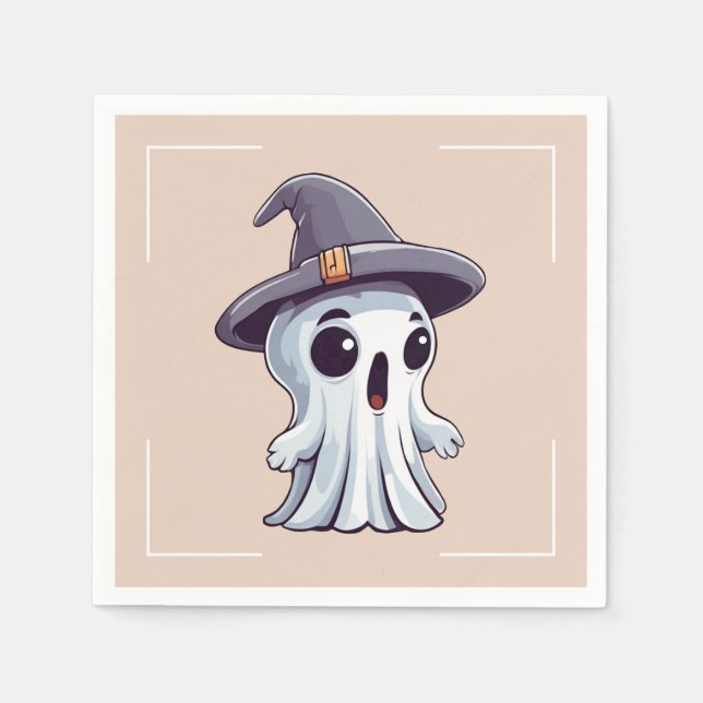 Halloween: Geist mit Hut -  Pappersservett (Framsidan)