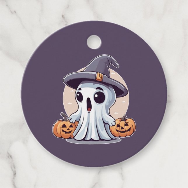 Halloween: Geist mit Kürbissen -  Gåvor Etiketter (Framsida)