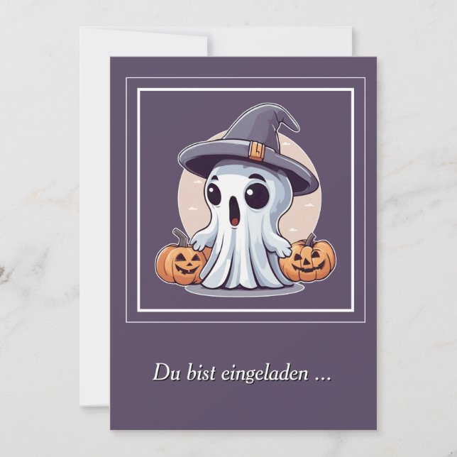 Halloween: Geist mit Kürbissen - Inbjudningar (Framsida)