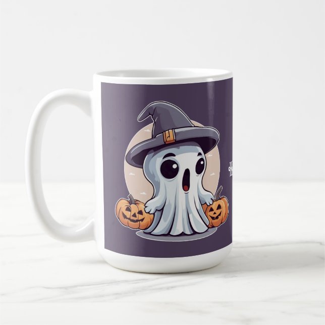 Halloween: Geist mit Kürbissen -  Kaffemugg (Vänster)