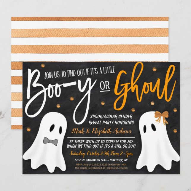 Halloween-Gender-avslöjande Ghost-inbjudan Inbjudningar (Fram/baksida)