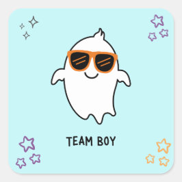 Halloween Gender Reveal Boy Ghost Voting Sticker Fyrkantigt Klistermärke