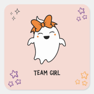 Halloween Gender Reveal Girl Ghost Voting Sticker Fyrkantigt Klistermärke