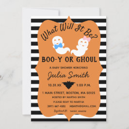 Halloween Gender Reveal Inbjudan, Boo-y eller Ghou Inbjudningar