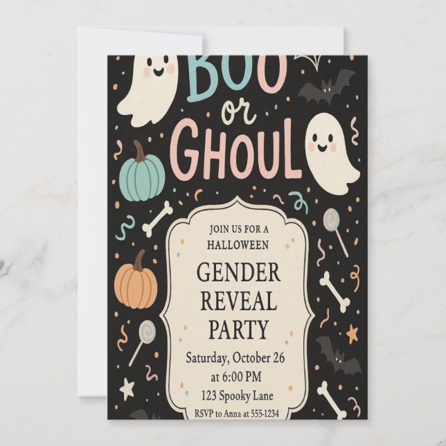 Halloween Gender Reveal Party Inbjudningar (Framsida)