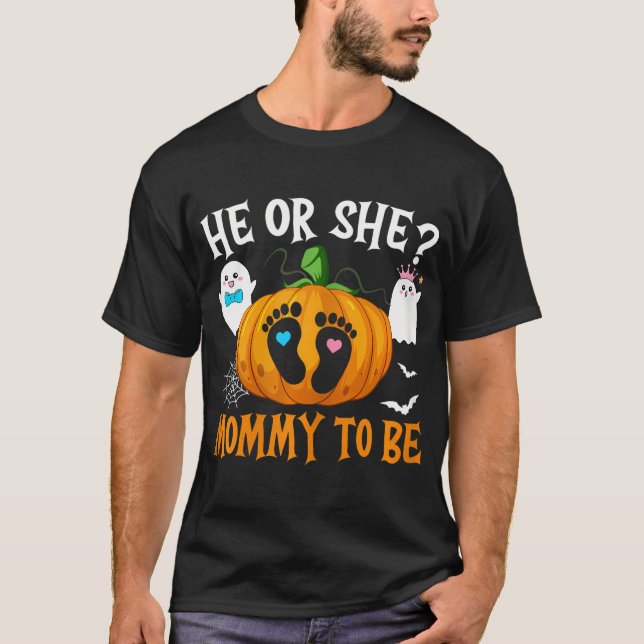 Halloween-Genderna visar att han eller hon Mammor  T Shirt (Framsida)