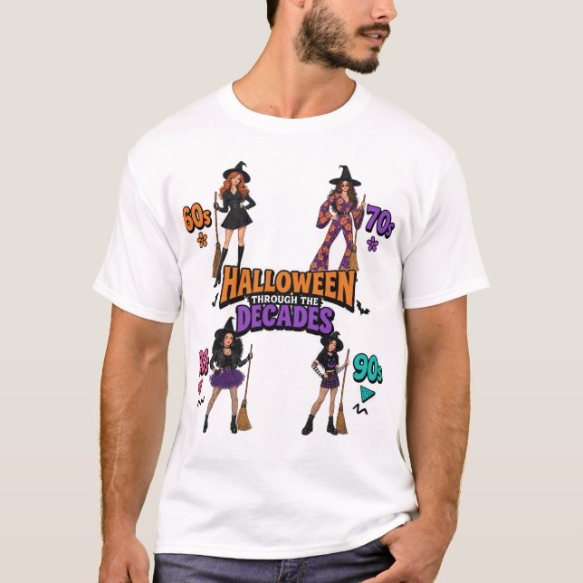Halloween genom årtiondena Retro Häxor T Shirt (Framsida)