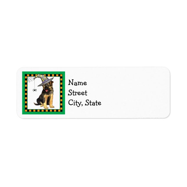 Halloween German Shepherd Label Returadress Etikett (Framsidan)
