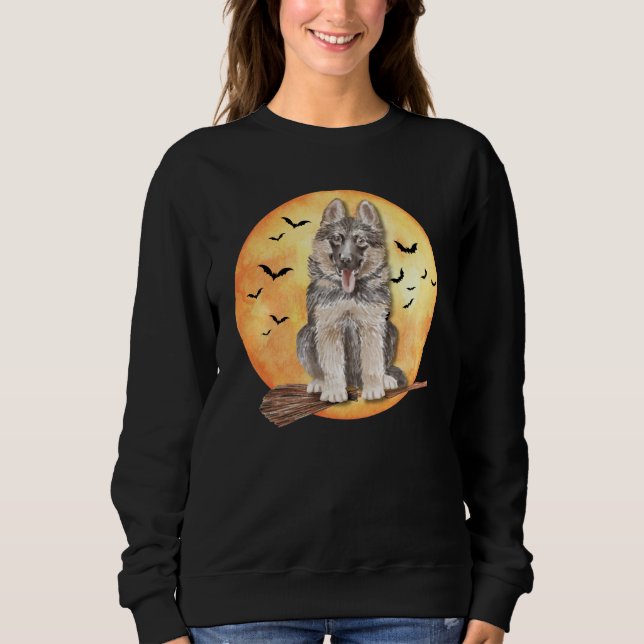 Halloween German Shepherd Sweatshirt T Shirt (Framsida)