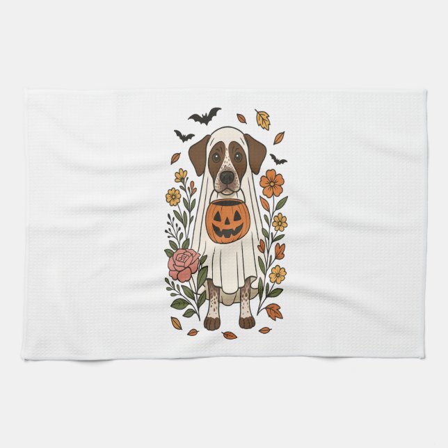 Halloween German Shorthar Pointer Kökshandduk (Horisontell)