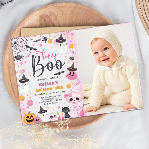 Halloween Ghost 1:a Birthday Party Photo Inbjudningar