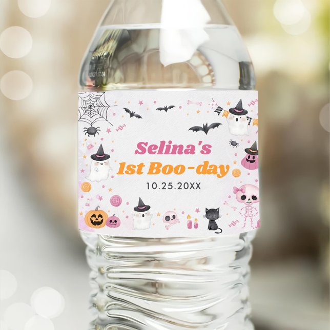 Halloween Ghost 1:a Birthday Party Vattenflaskor Etikett (Skapare uppladdad)