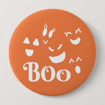 Halloween Ghost Ansikte Orange och White Button Pi