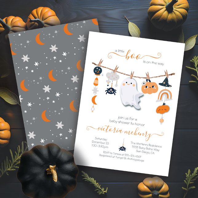 Halloween Ghost Baby Shower Clothesline Inbjudningar (Skapare uppladdad)