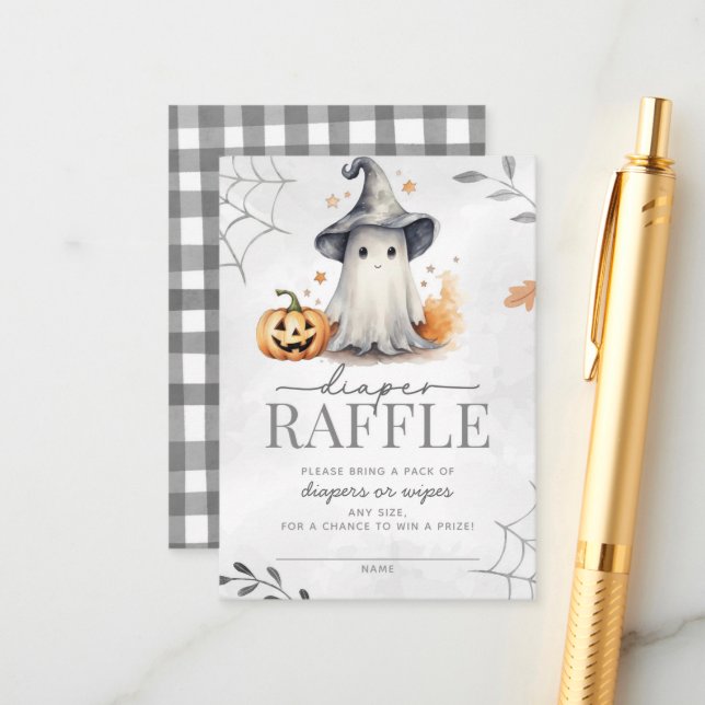 Halloween Ghost Baby Shower Diaper Raffle Tilläggskort (Fram/Back In Situ)
