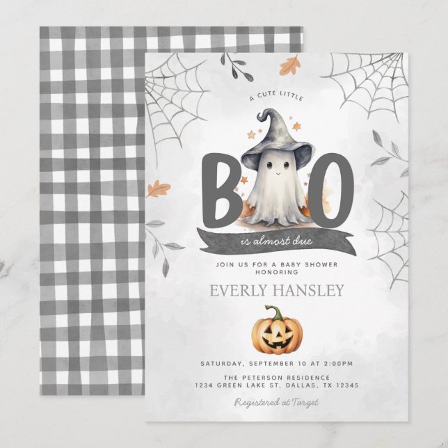 Halloween Ghost Baby Shower-inbjudan Inbjudningar (Fram/baksida)