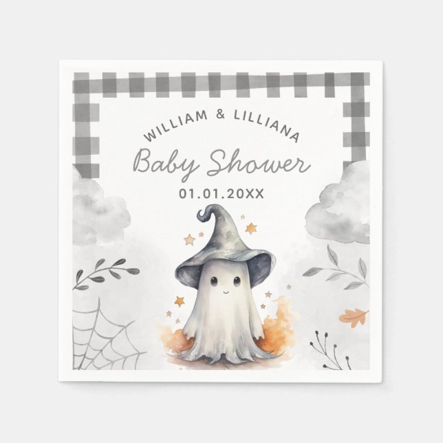 Halloween Ghost Baby Shower Pappra Napkins Pappersservett (Framsidan)