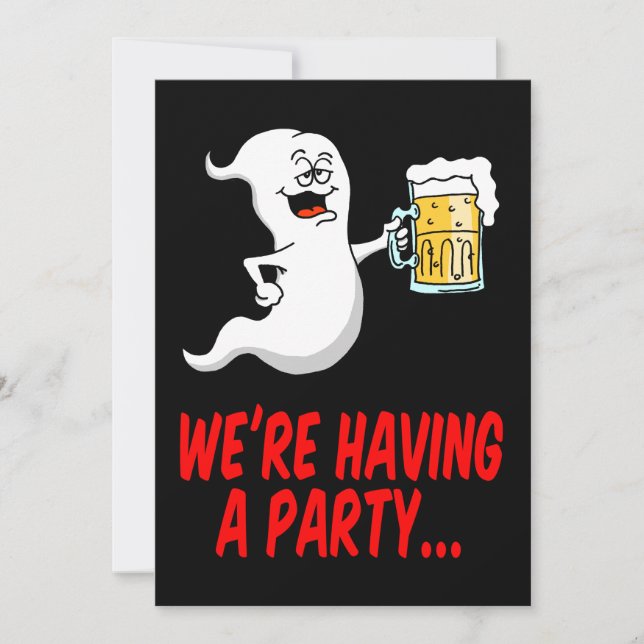 Halloween Ghost Beer Pun-inbjudan Inbjudningar (Framsida)