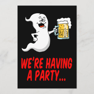Halloween Ghost Beer Pun-inbjudan Inbjudningar